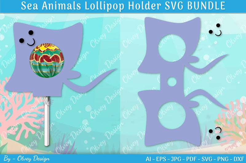 Sea Animal Lollipop Holder SVG Bundle 5 - CraftNest - Digital Crafting and Art