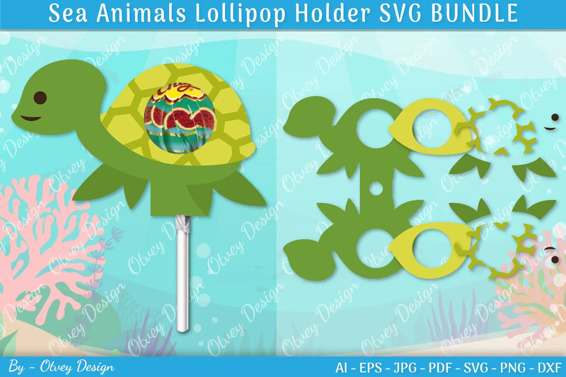 Sea Animal Lollipop Holder SVG Bundle 8 - CraftNest - Digital Crafting and Art