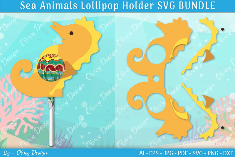 Sea Animal Lollipop Holder SVG Bundle 9 - CraftNest - Digital Crafting and Art