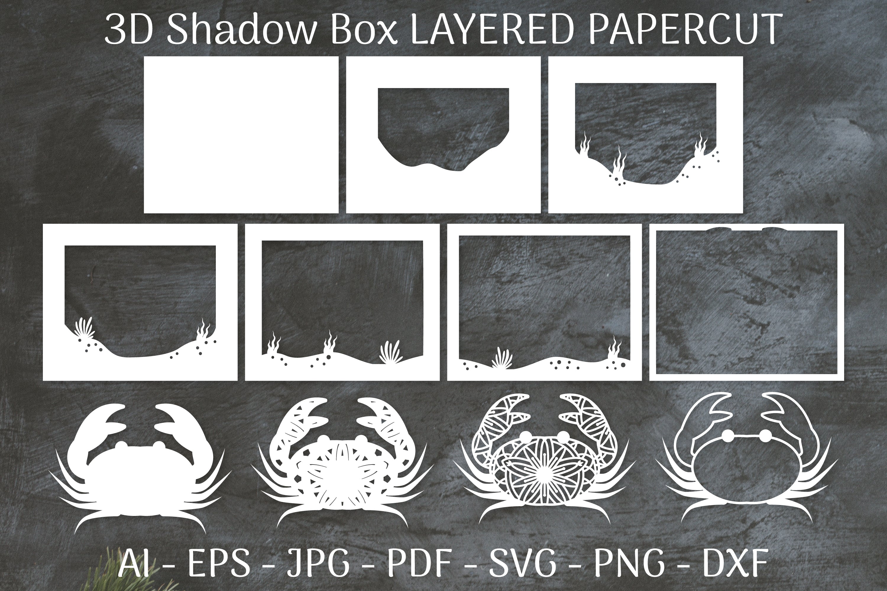 Sea Crab Mandala 3D Shadow Box Papercut SVG Bundle - CraftNest - Digital Crafting and Art