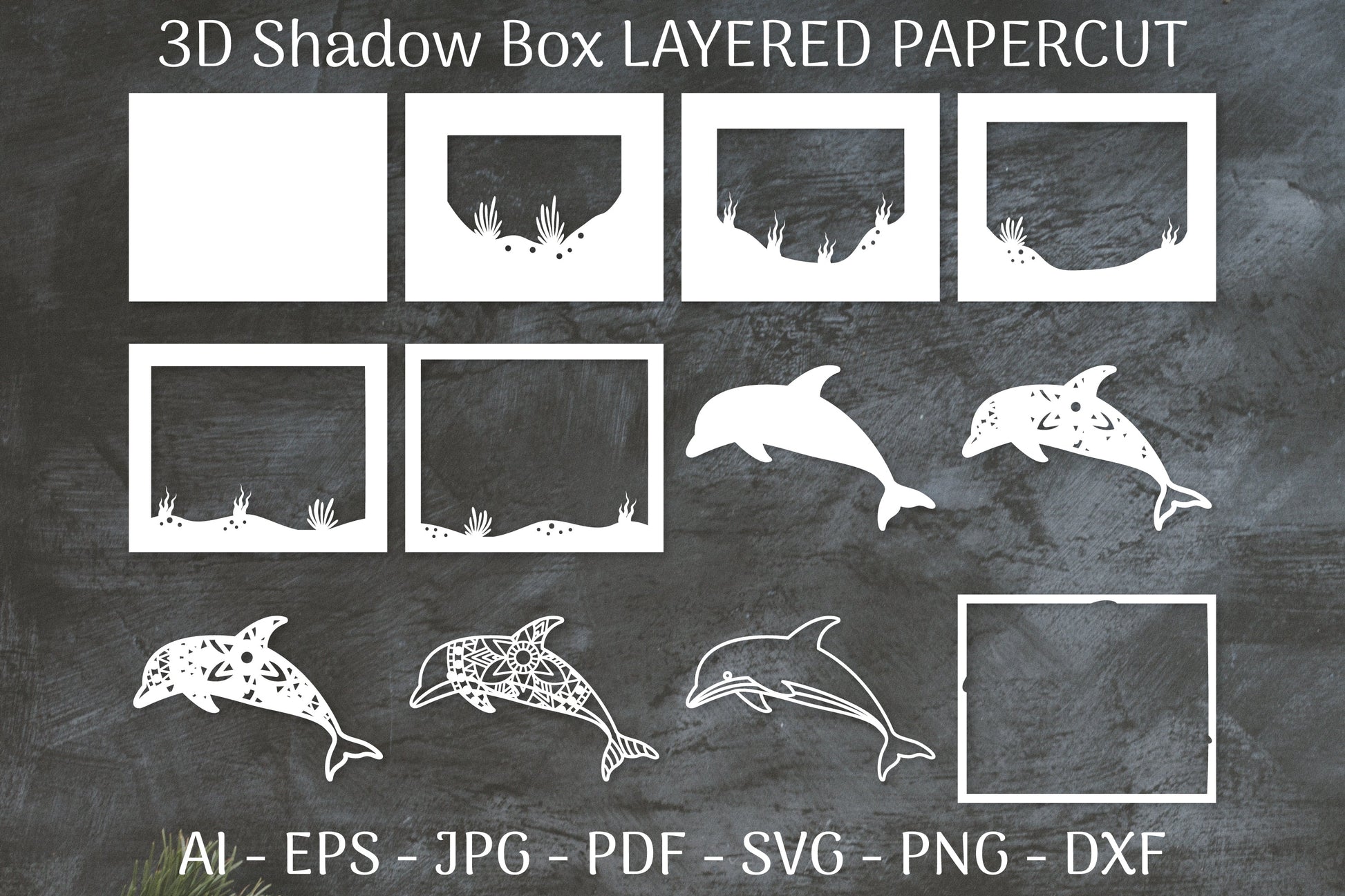 Sea Dolphin Mandala 3D Shadow Box Papercut SVG Bundle - CraftNest - Digital Crafting and Art
