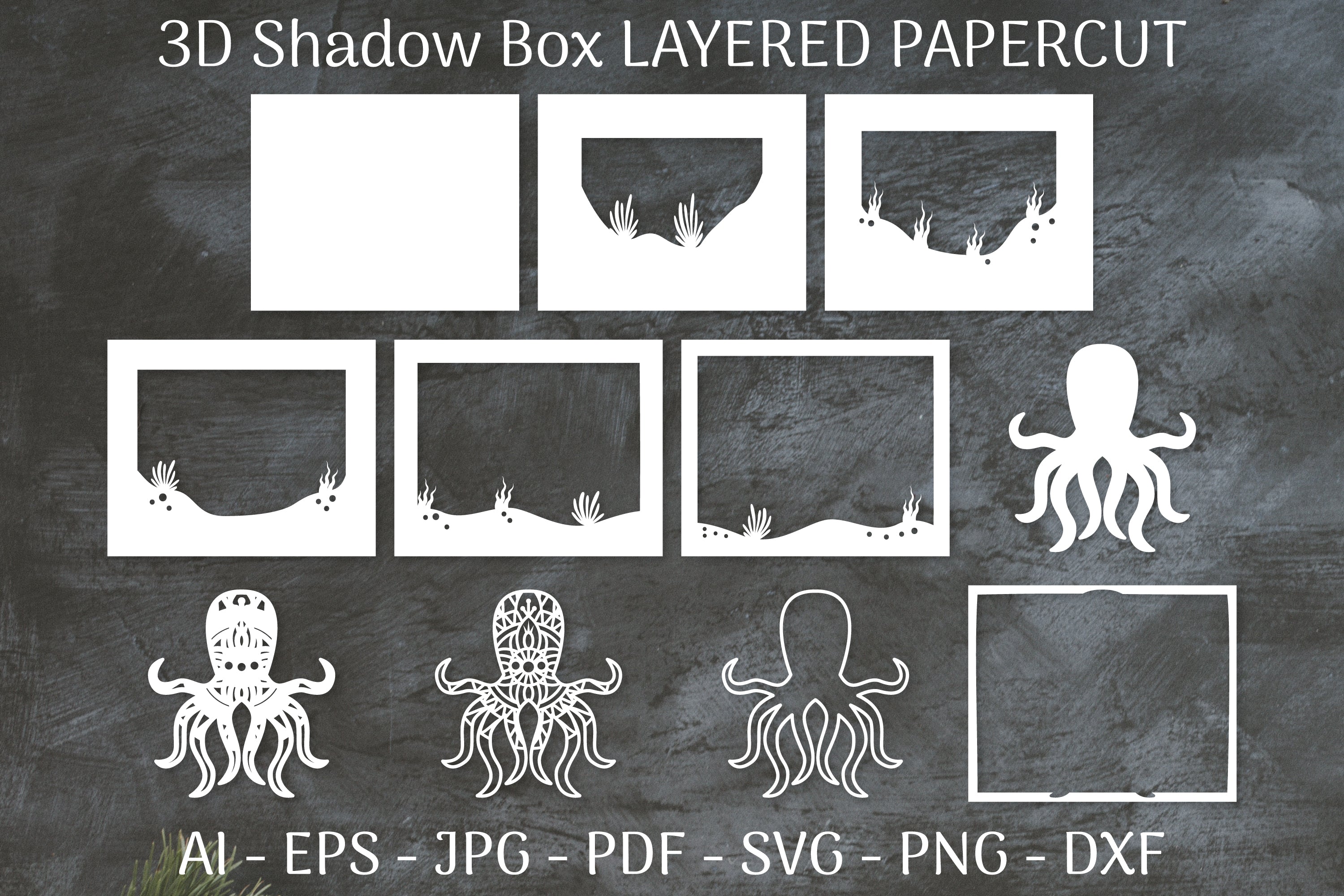 Sea Octopus Mandala 3D Shadow Box Papercut SVG Bundle - CraftNest - Digital Crafting and Art