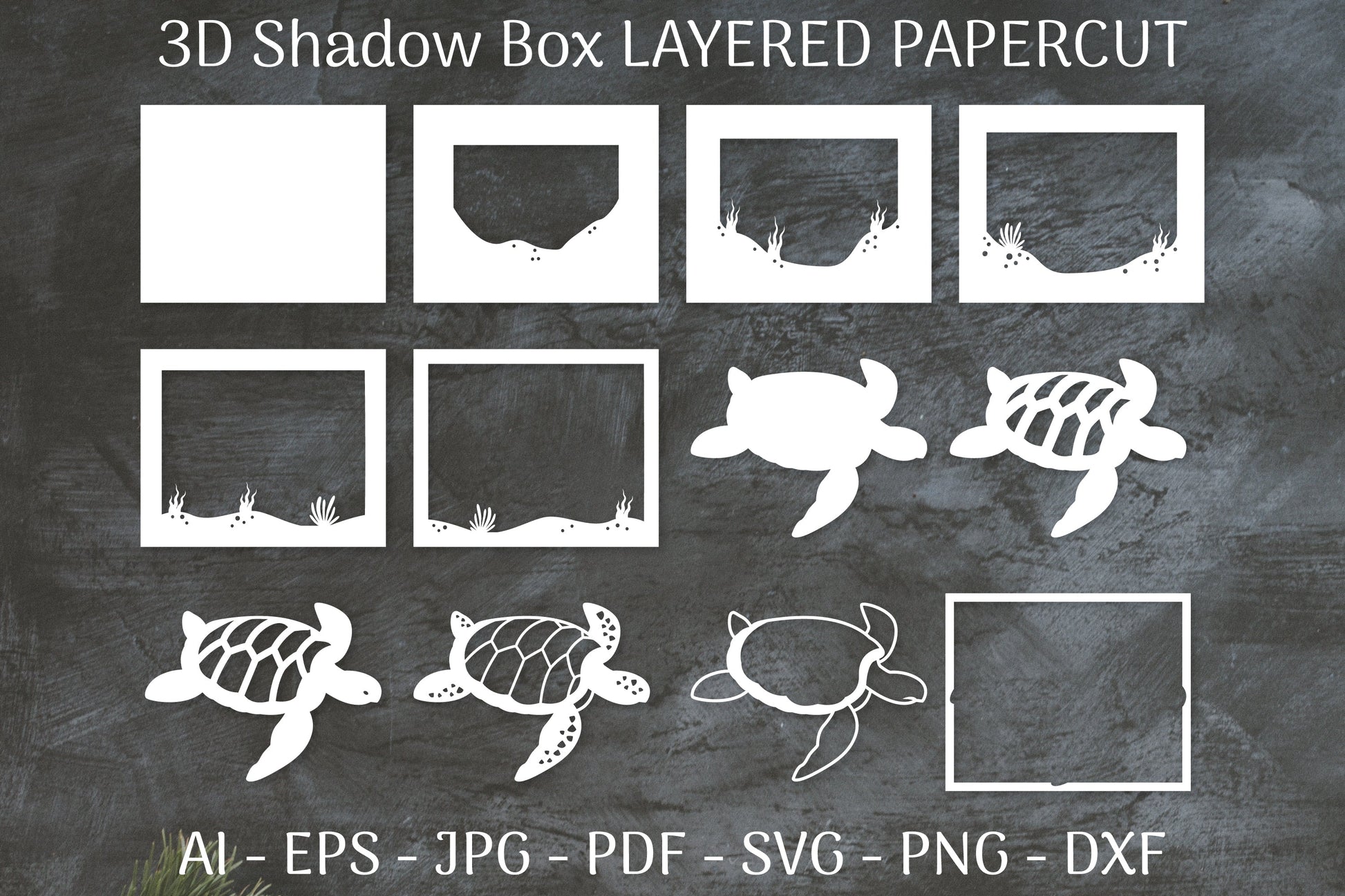 Sea Turtle Mandala 3D Shadow Box Papercut SVG Bundle - CraftNest - Digital Crafting and Art