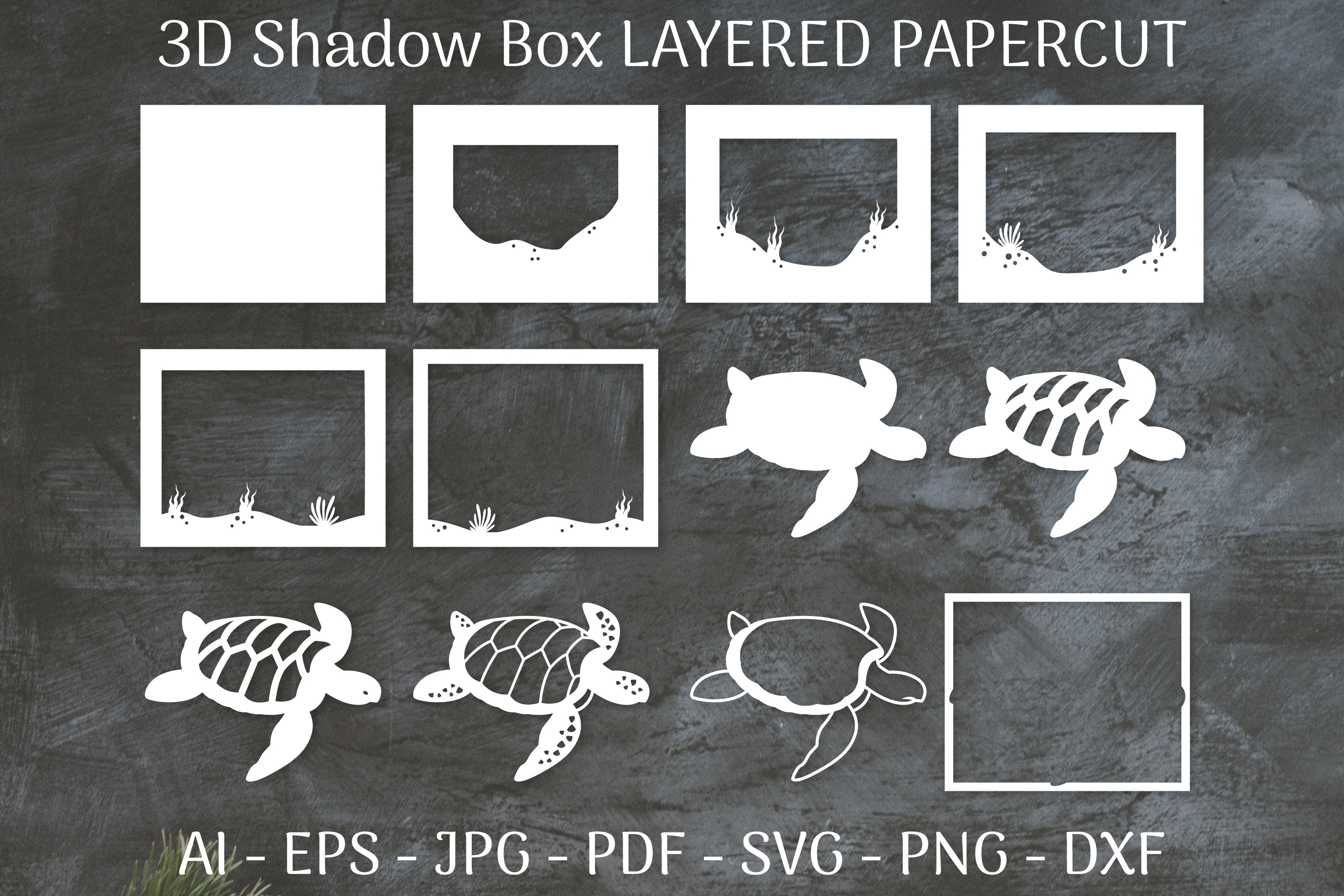Sea Turtle Mandala 3D Shadow Box Papercut SVG Bundle - CraftNest - Digital Crafting and Art