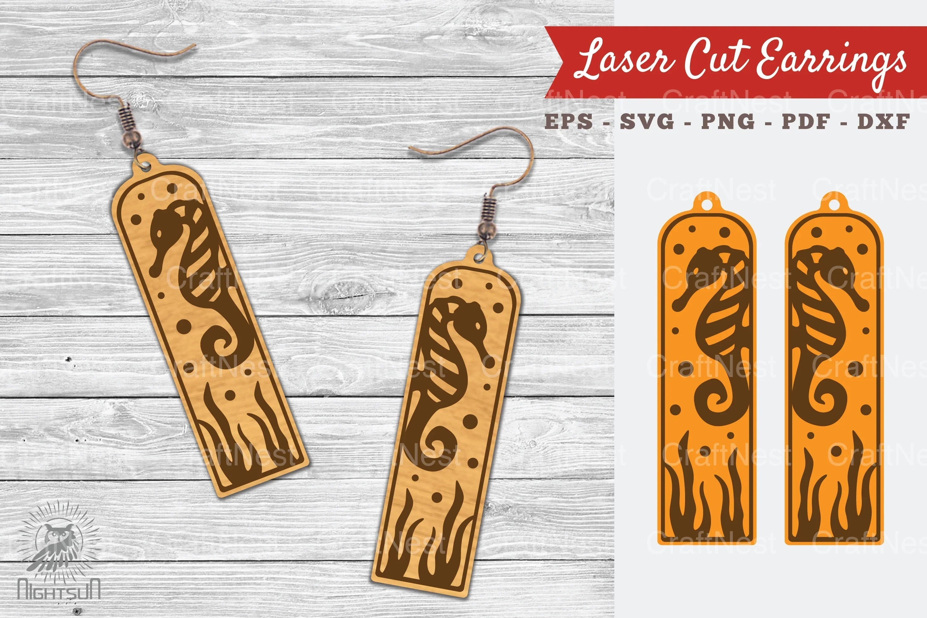 Sea Horse Laser Cut Earrings Design Bundle - CraftNest - Digital Crafting and Art