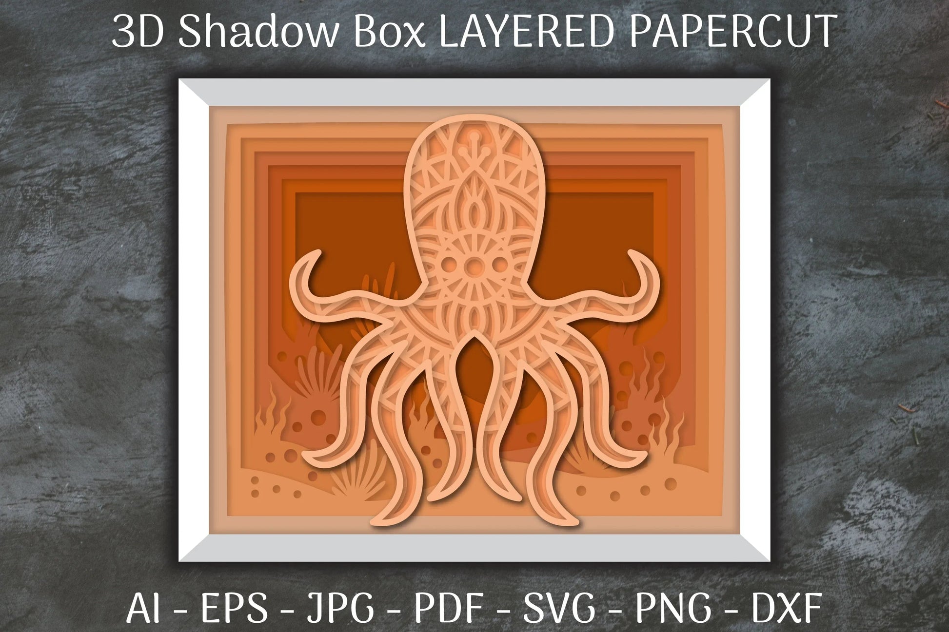 Sea Octopus Mandala 3D Shadow Box Papercut SVG Bundle - CraftNest - Digital Crafting and Art