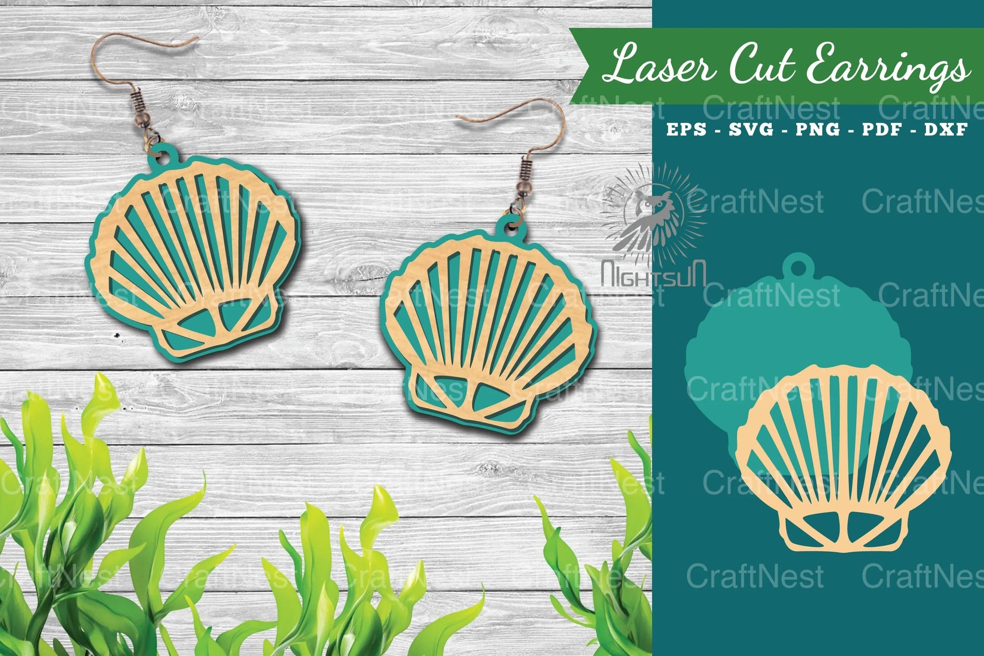 Sea Shells Laser Cut Earrings Design Bundle - CraftNest - Digital Crafting and Art