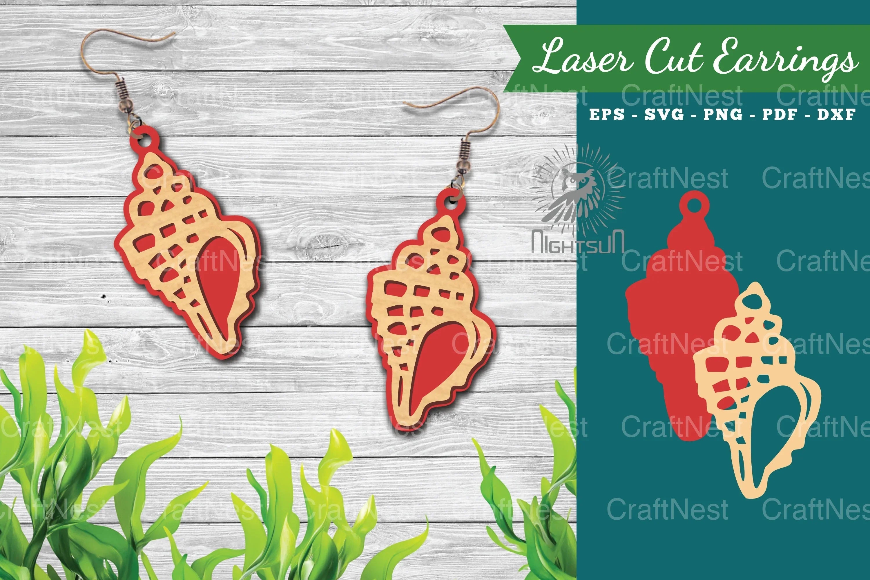 Sea Shells Laser Cut Earrings Design Bundle - CraftNest - Digital Crafting and Art
