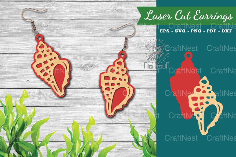 Sea Shells Laser Cut Earrings Design Bundle - CraftNest - Digital Crafting and Art