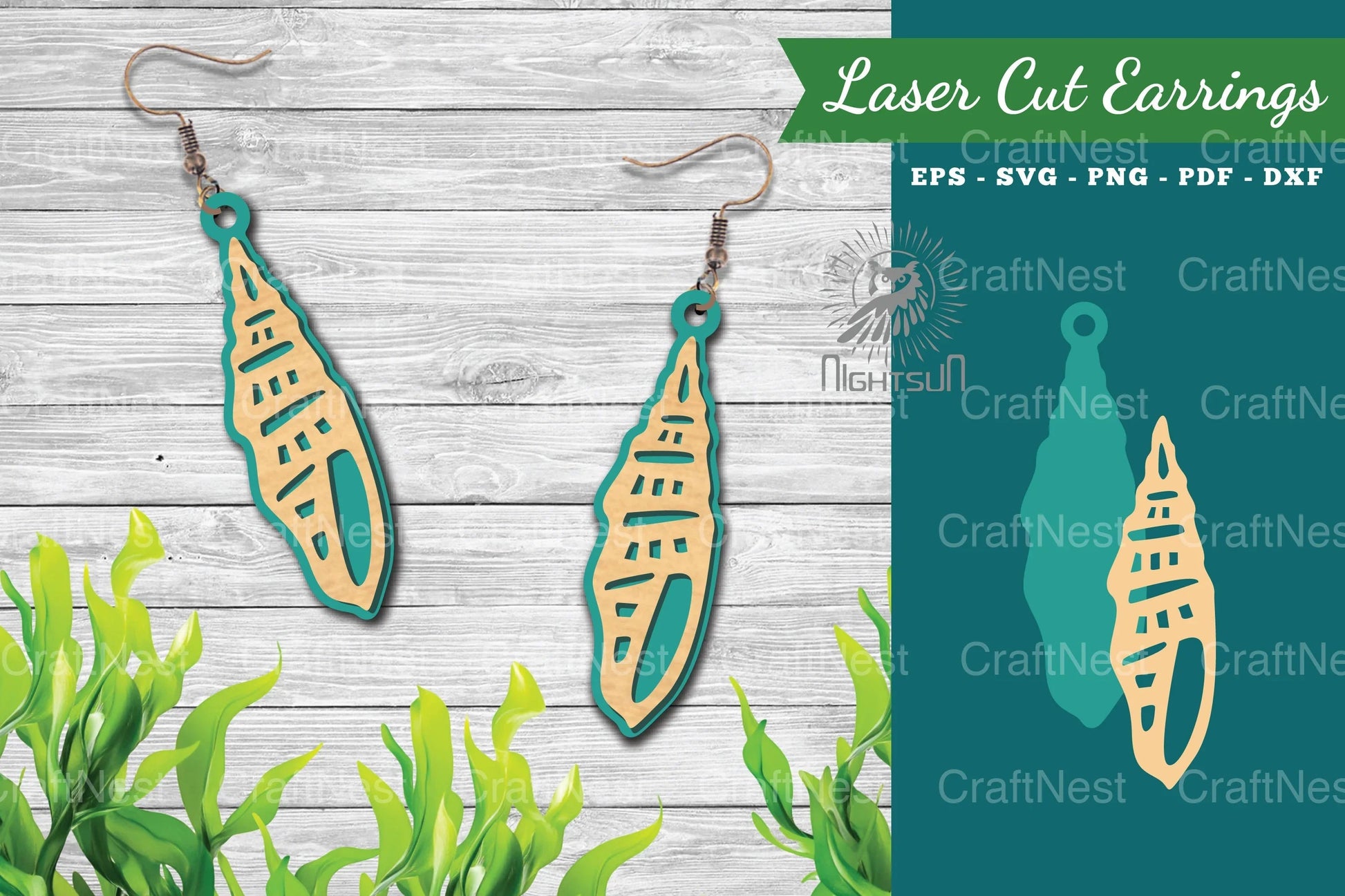 Sea Shells Laser Cut Earrings Design Bundle - CraftNest - Digital Crafting and Art