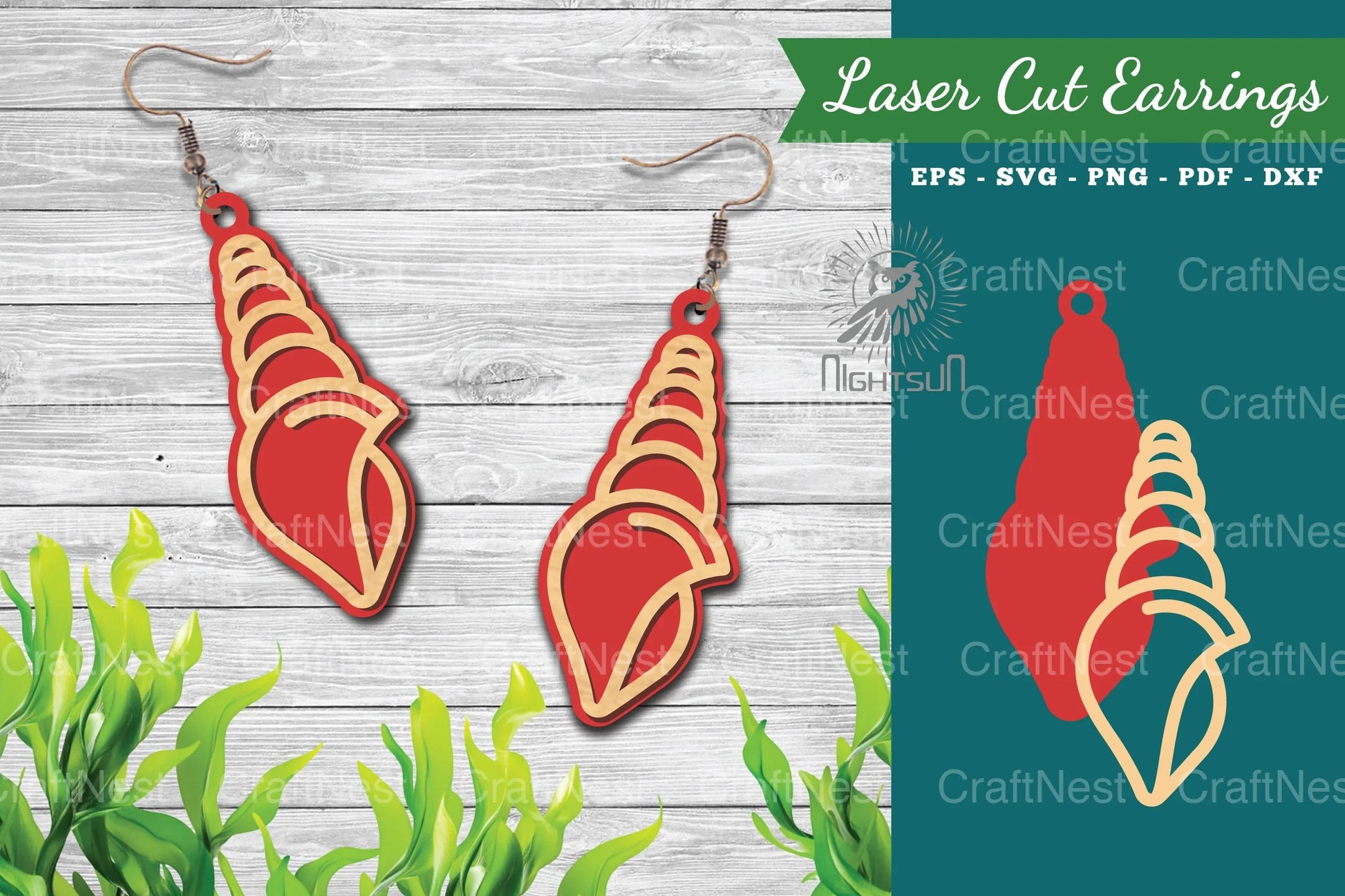 Sea Shells Laser Cut Earrings Design Bundle - CraftNest - Digital Crafting and Art