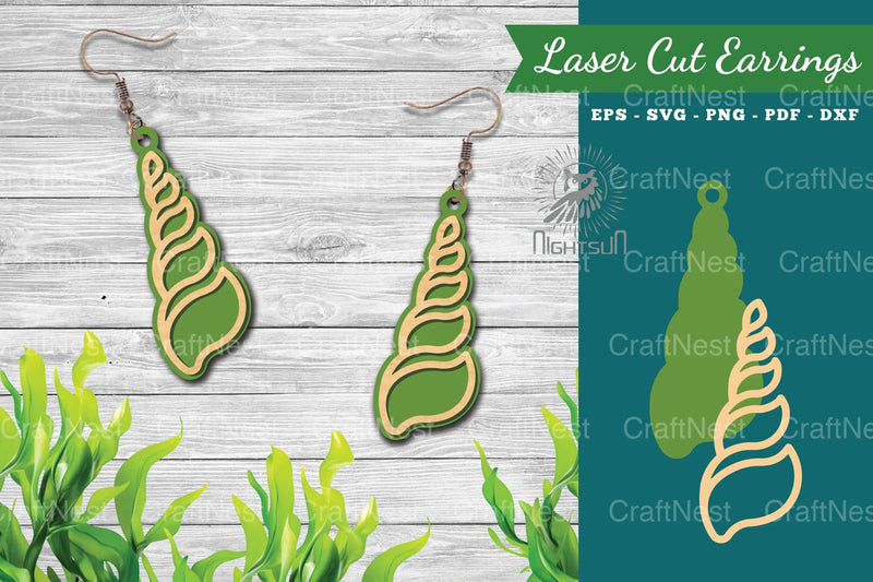 Sea Shells Laser Cut Earrings Design Bundle - CraftNest - Digital Crafting and Art