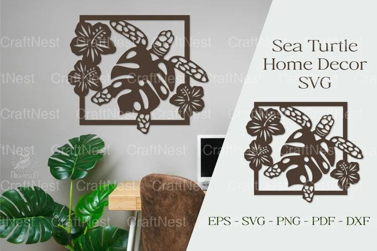 Sea Turtle Home Decor Clipart Bundle | Sea Animals Decoration - CraftNest - Digital Crafting and Art