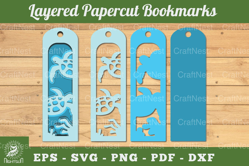 Sea Turtle Layered Bookmark SVG Bundle - CraftNest - Digital Crafting and Art