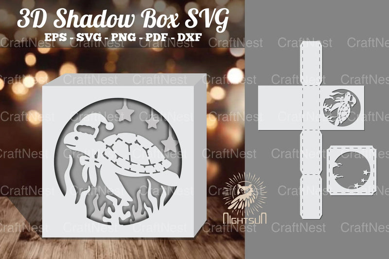 Sea Turtle Papercut Shadow Box Design - CraftNest - Digital Crafting and Art