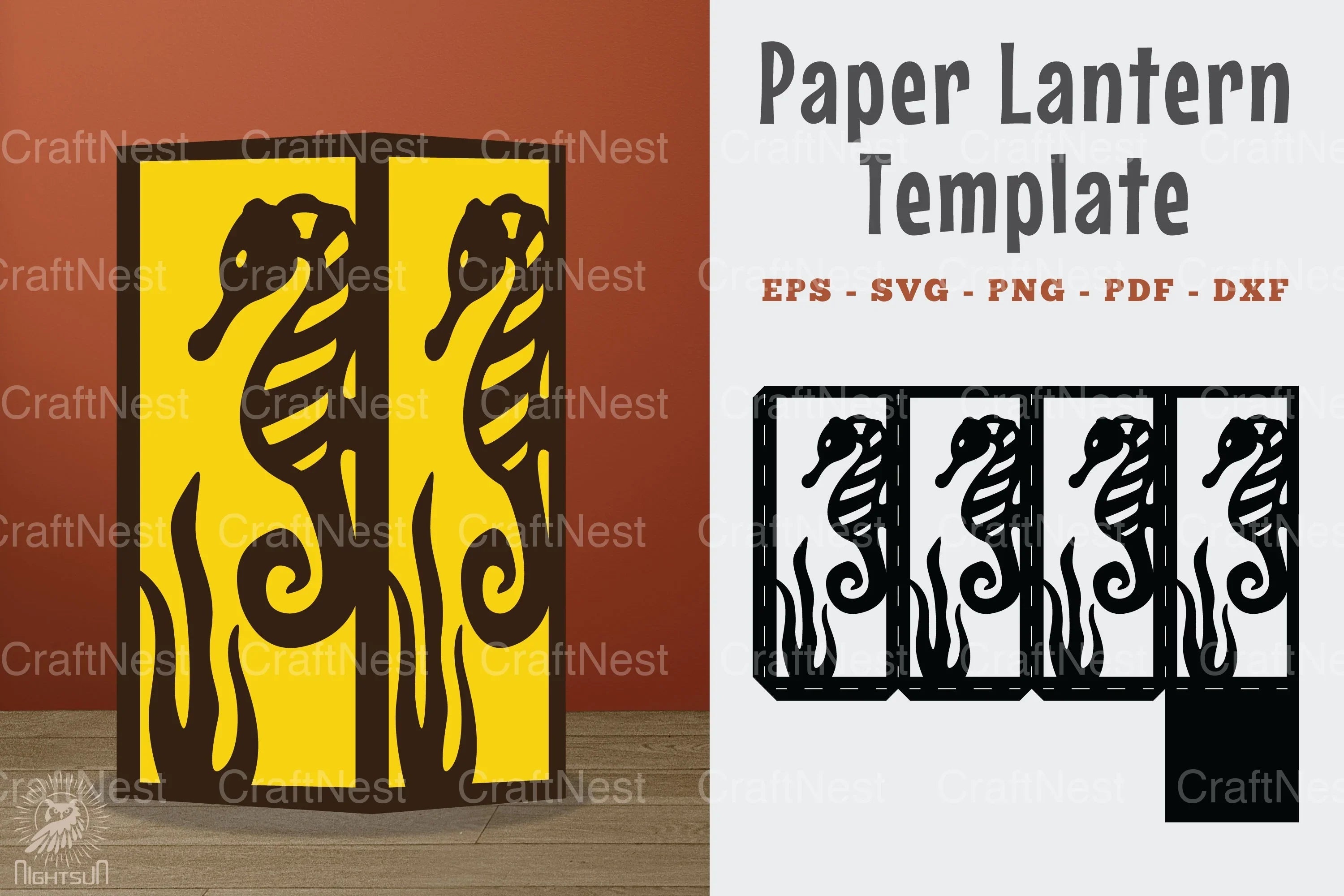Seahorse Papercut Lantern Template SVG Bundle - CraftNest - Digital Crafting and Art