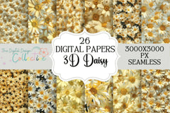 Seamless 3D Daisy Flower Meadow Digital Paper - CraftNest - Digital Crafting and Art