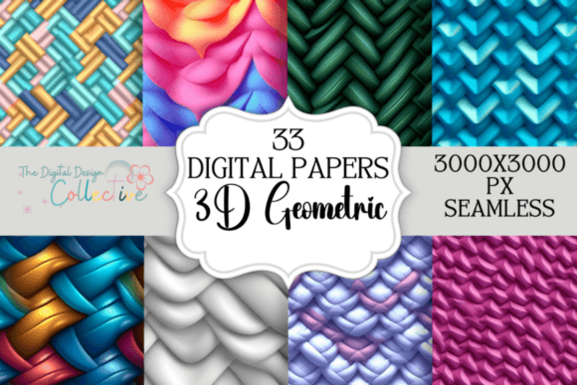 Seamless 3D Geometric Patterns Bundle - CraftNest - Digital Crafting and Art