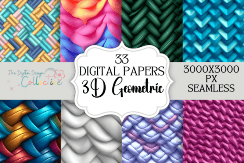 Seamless 3D Geometric Patterns Bundle - CraftNest - Digital Crafting and Art