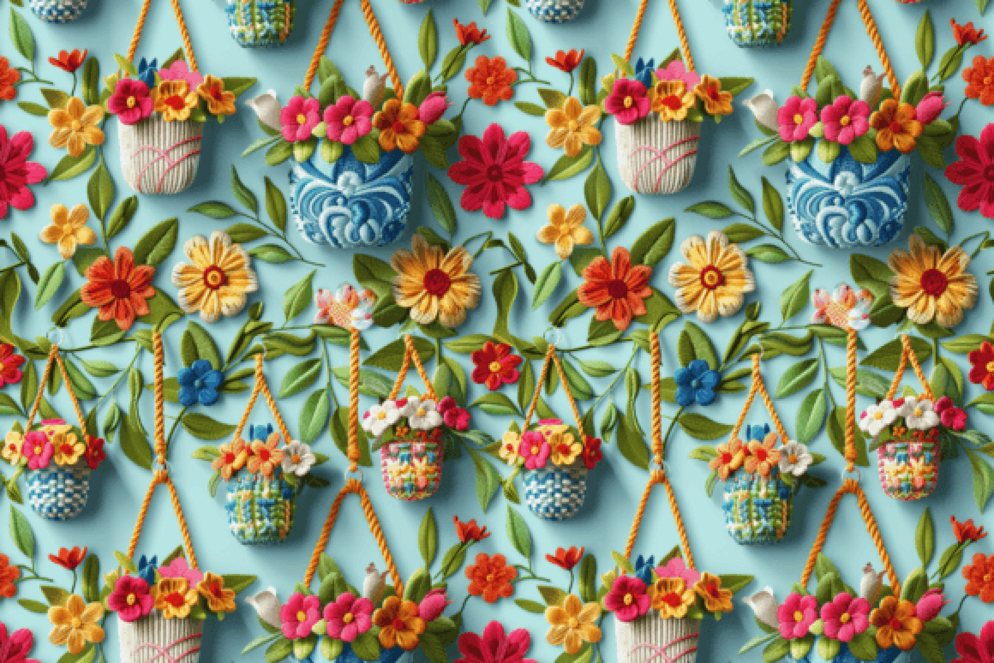 Seamless 3D Hanging Plants Digital Paper - CraftNest - Digital Crafting and Art