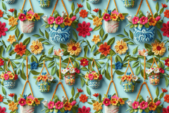 Seamless 3D Hanging Plants Digital Paper - CraftNest - Digital Crafting and Art
