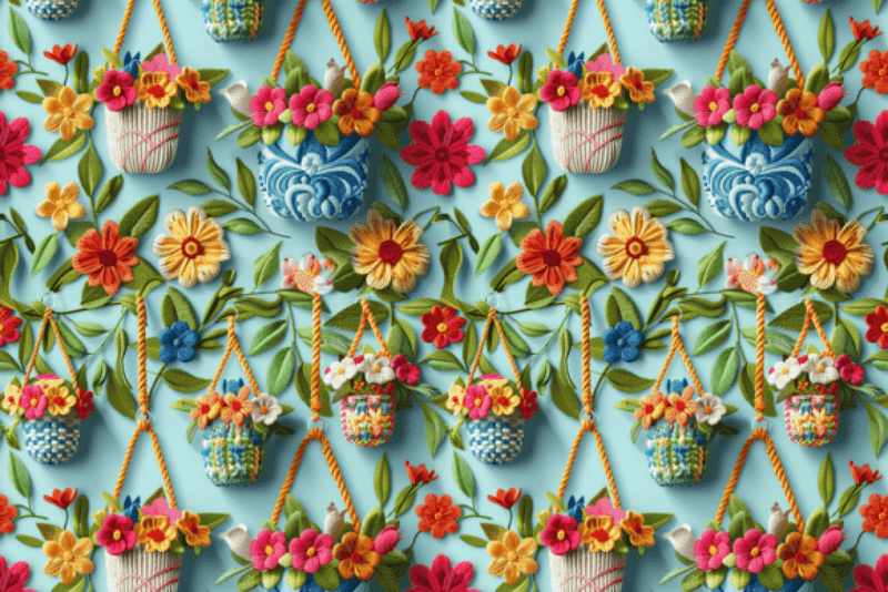 Seamless 3D Hanging Plants Digital Paper - CraftNest - Digital Crafting and Art