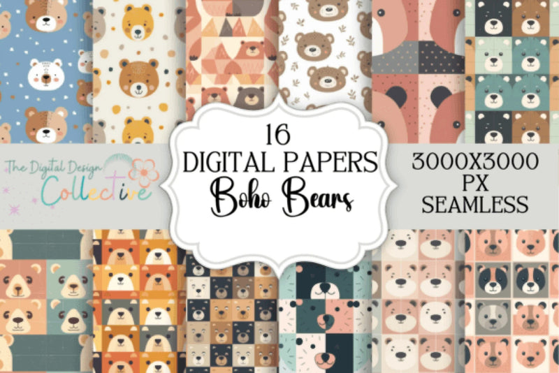 Seamless Bear Digital Paper - CraftNest - Digital Crafting and Art