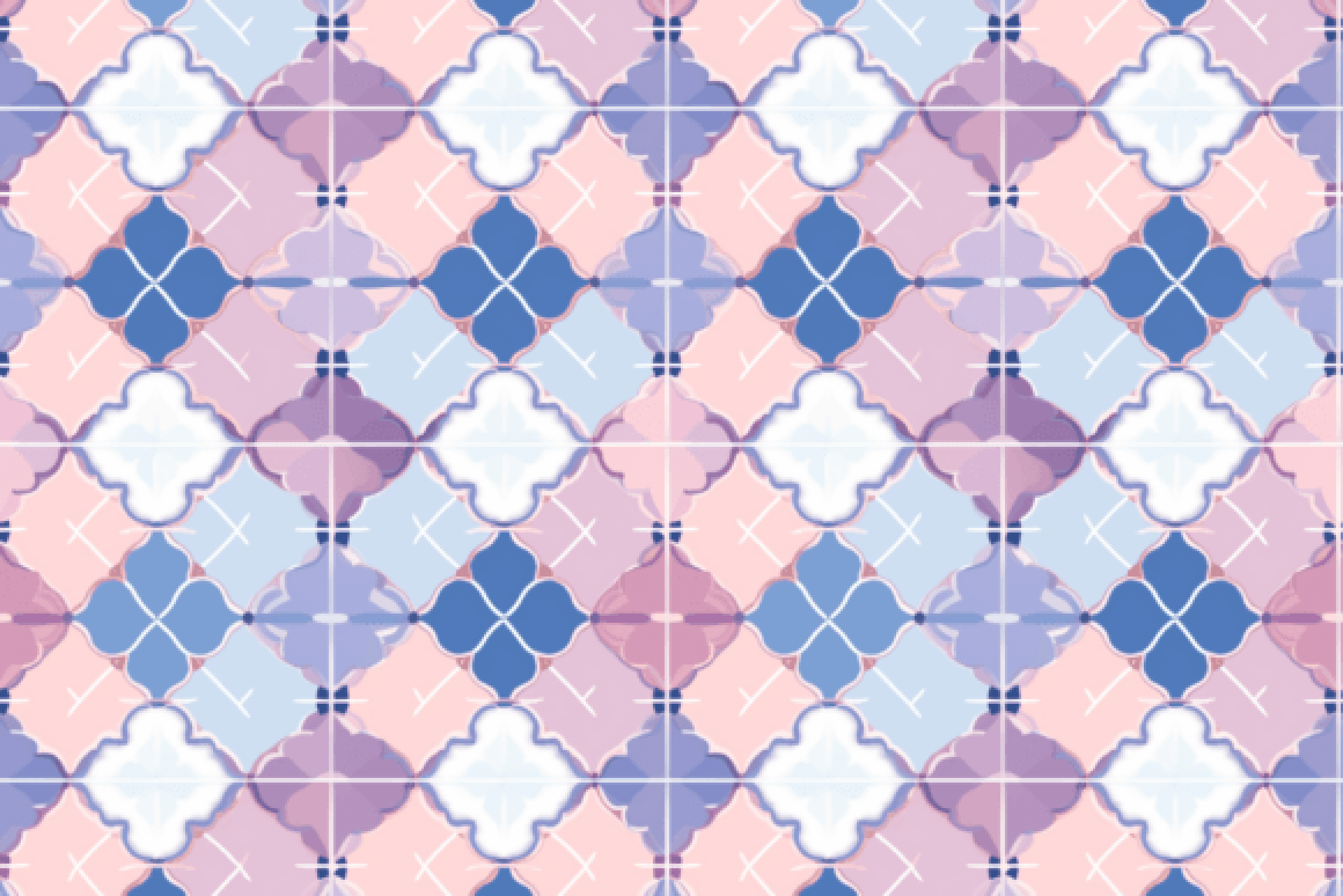 Seamless Blue Pink Moroccan Tile Design Digital Paper - CraftNest - Digital Crafting and Art