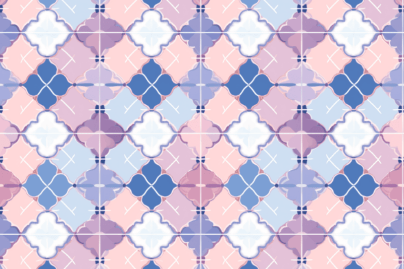 Seamless Blue Pink Moroccan Tile Design Digital Paper - CraftNest - Digital Crafting and Art