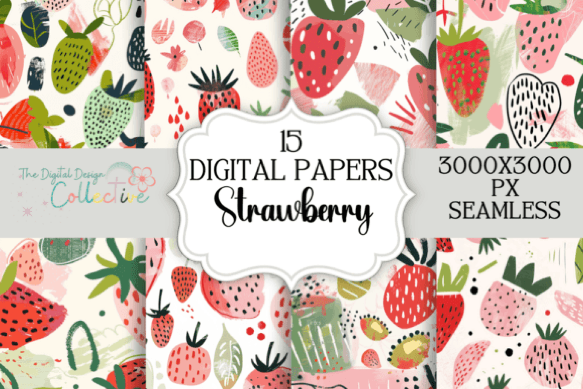 Seamless Boho Strawberry Digital Paper - CraftNest - Digital Crafting and Art