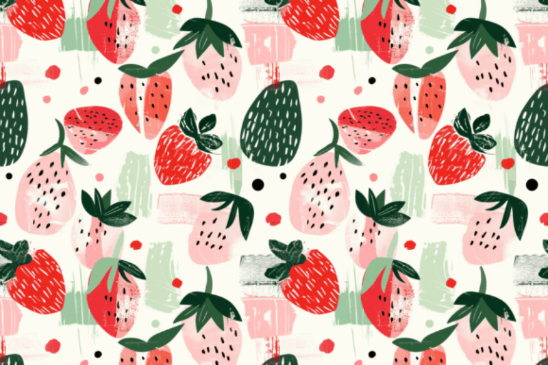 Seamless Boho Strawberry Digital Paper - CraftNest - Digital Crafting and Art