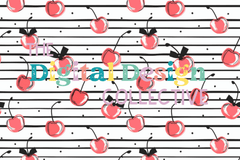 Seamless Cherry Bow Pattern Digital Paper - CraftNest - Digital Crafting and Art