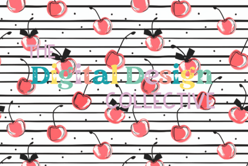 Seamless Cherry Bow Pattern Digital Paper - CraftNest - Digital Crafting and Art