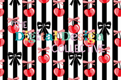Seamless Cherry Bow Pattern Digital Paper Design - CraftNest - Digital Crafting and Art