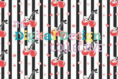 Seamless Cherry Bow Pattern Digital Paper - CraftNest - Digital Crafting and Art