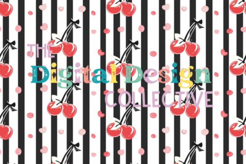 Seamless Cherry Bow Pattern Digital Paper - CraftNest - Digital Crafting and Art