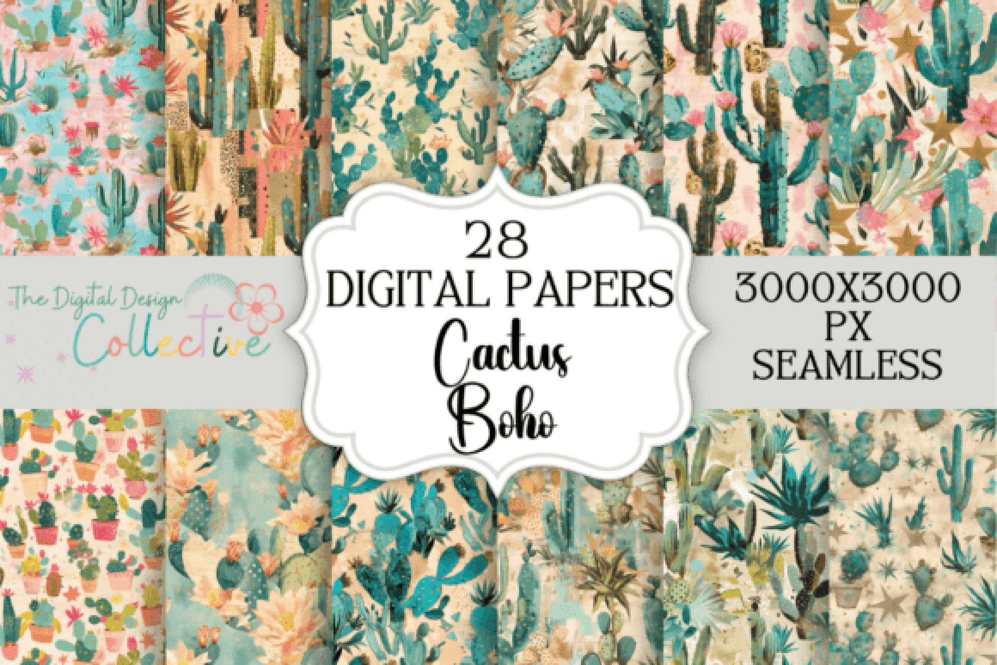 Seamless Cactus Digital Paper - CraftNest - Digital Crafting and Art