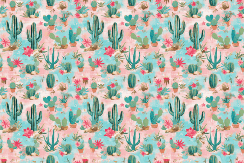 Seamless Cactus Digital Paper - CraftNest - Digital Crafting and Art