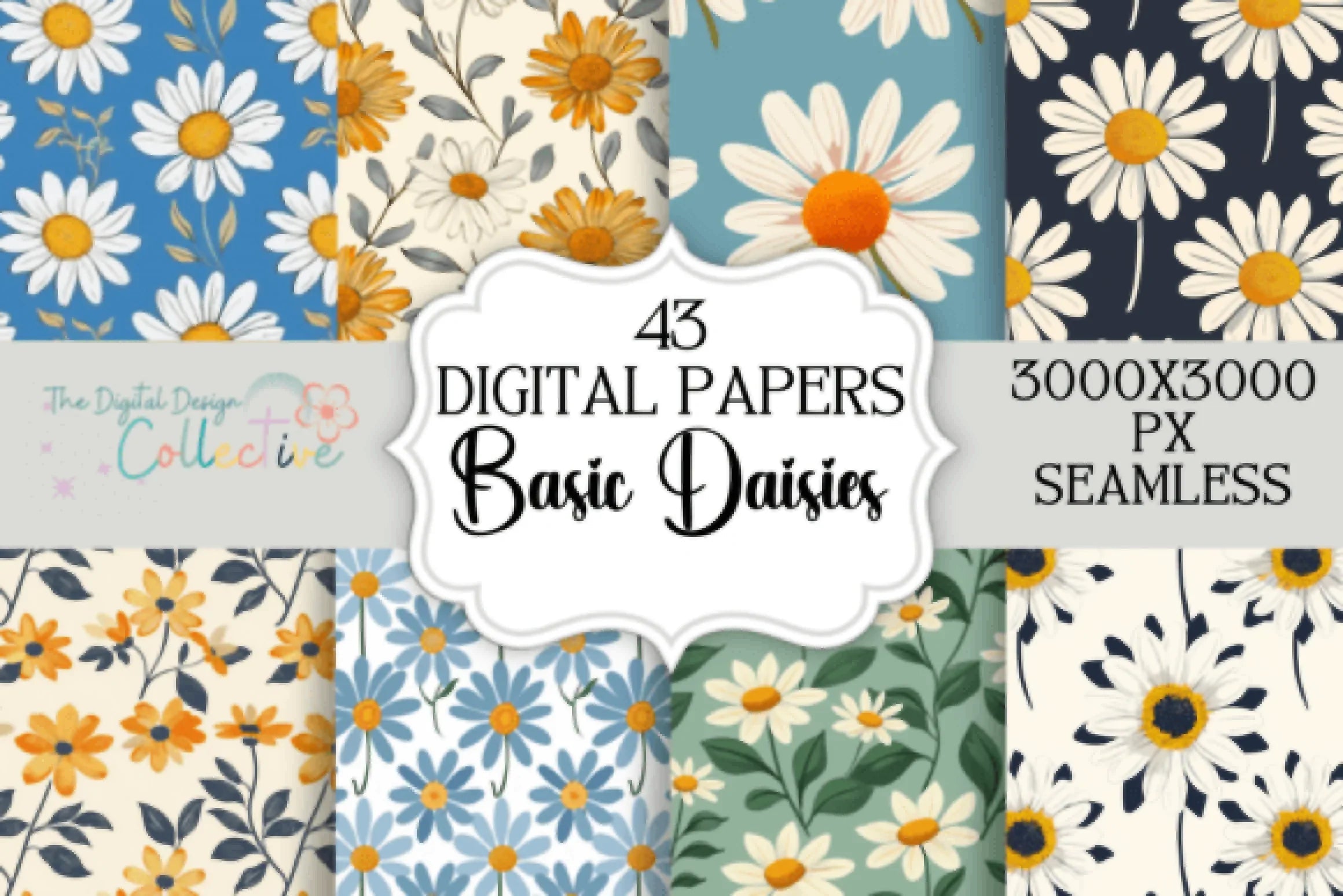 Seamless Daisy Digital Paper - CraftNest - Digital Crafting and Art