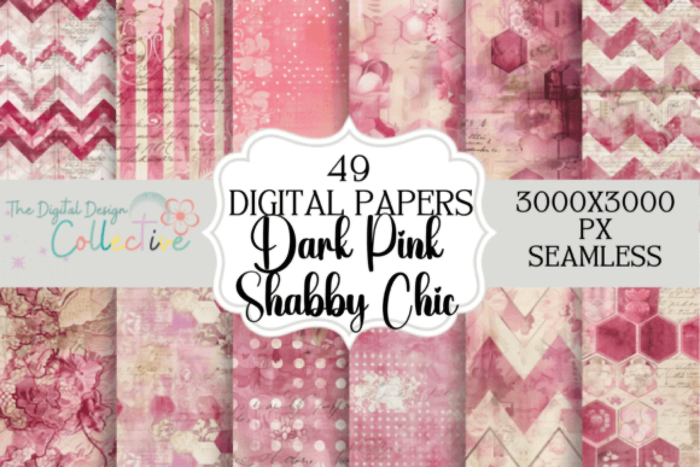Seamless Dark Pink Shabby Chic Digital Paper - CraftNest - Digital Crafting and Art