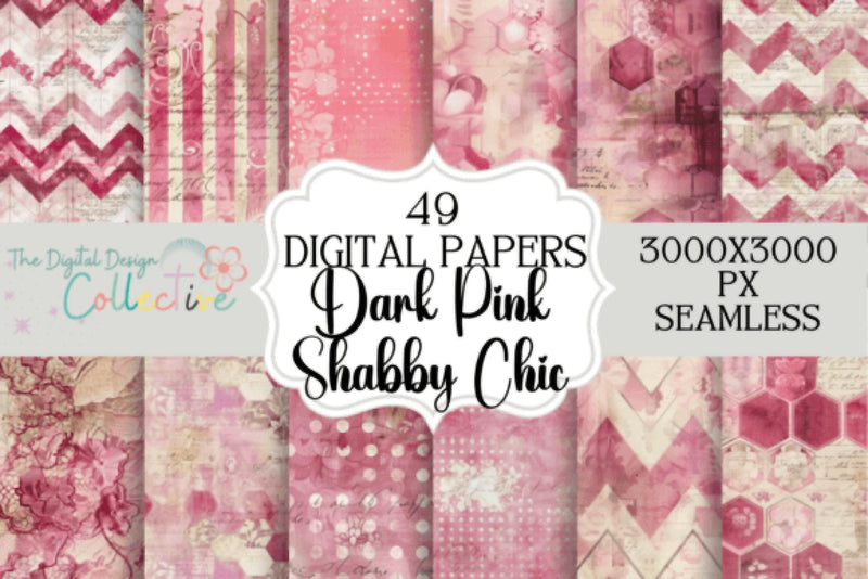 Seamless Dark Pink Shabby Chic Digital Paper - CraftNest - Digital Crafting and Art