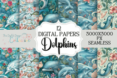 Seamless Dolphins Digital Paper Pack - CraftNest - Digital Crafting and Art