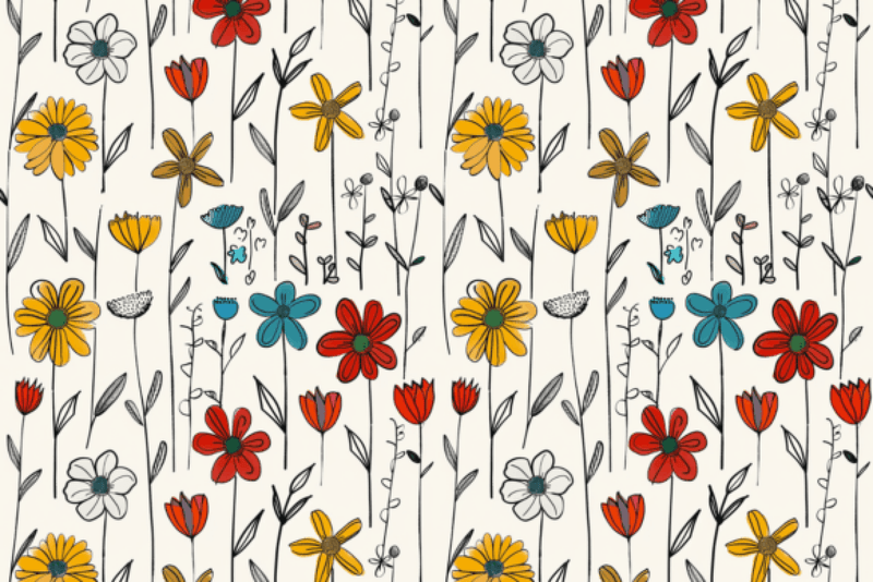 Seamless Doodle Floral Digital Paper - CraftNest - Digital Crafting and Art