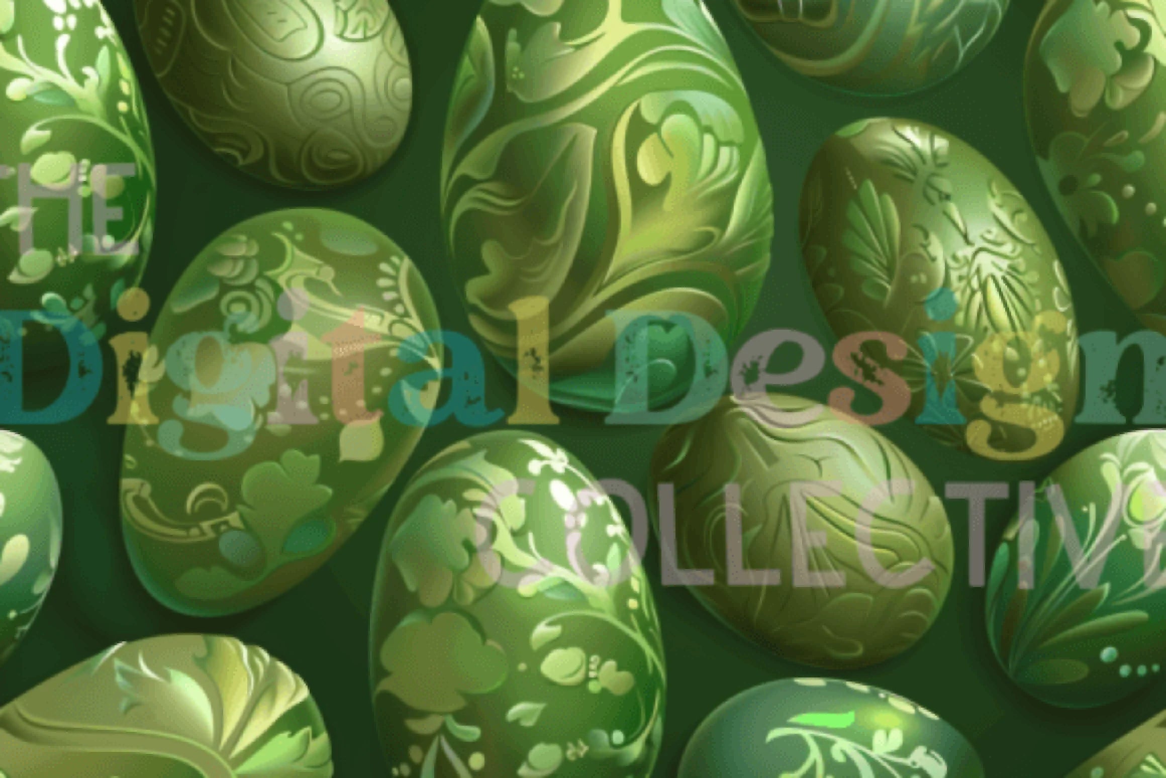 Seamless 3D Green Easter Egg Patterns - CraftNest - Digital Crafting and Art