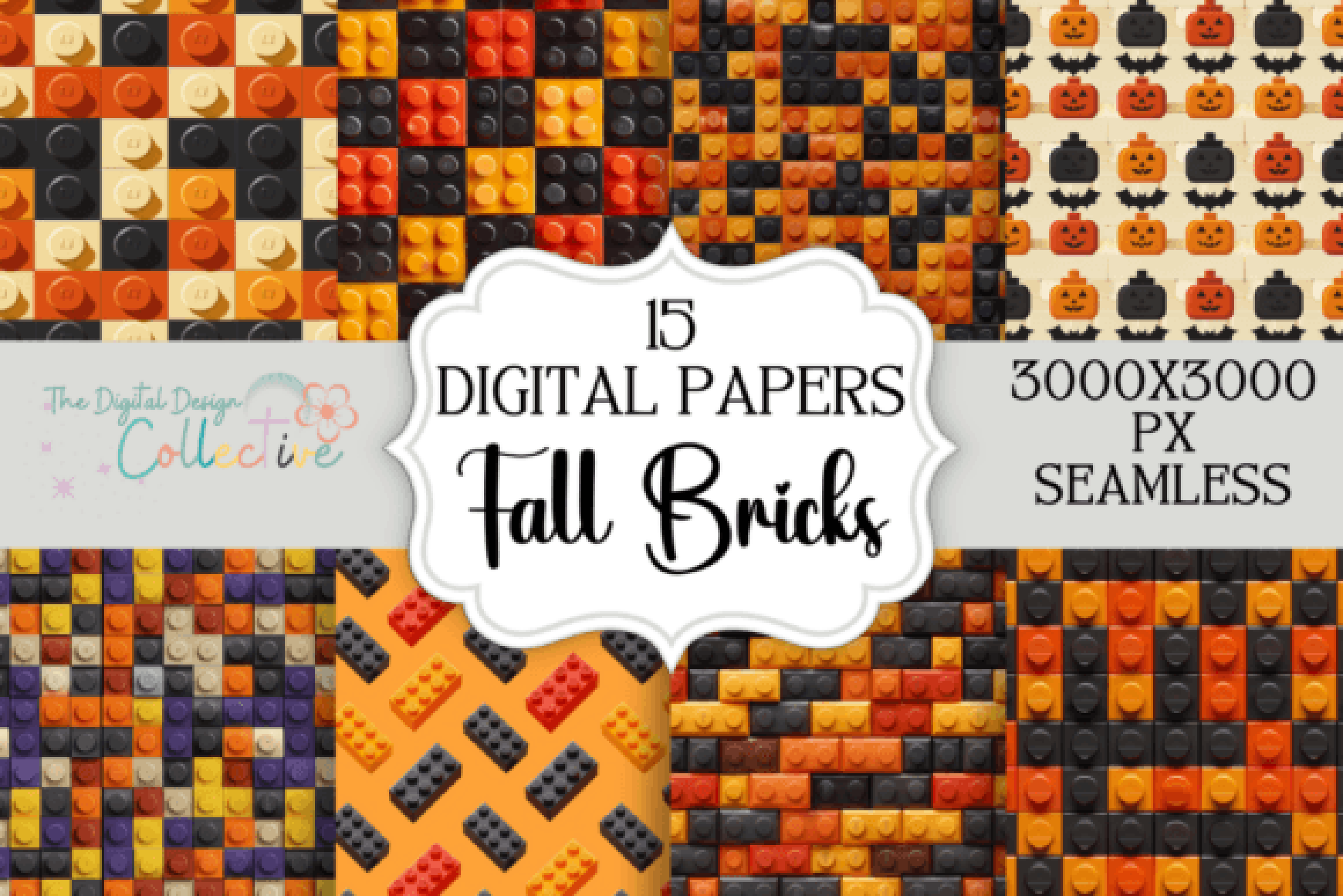 Seamless Fall Brick Patterns Collection