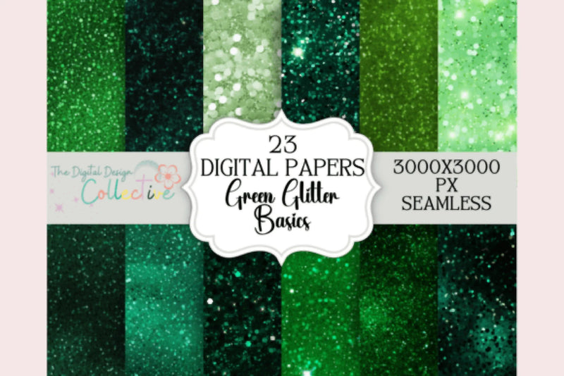 Seamless Green Glitter Digital Paper - CraftNest - Digital Crafting and Art