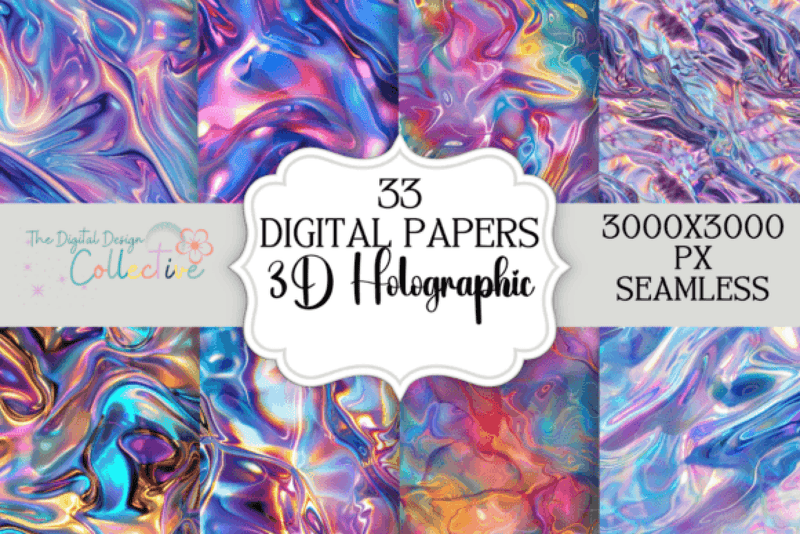 Seamless Holographic 3D Digital Paper - CraftNest - Digital Crafting and Art