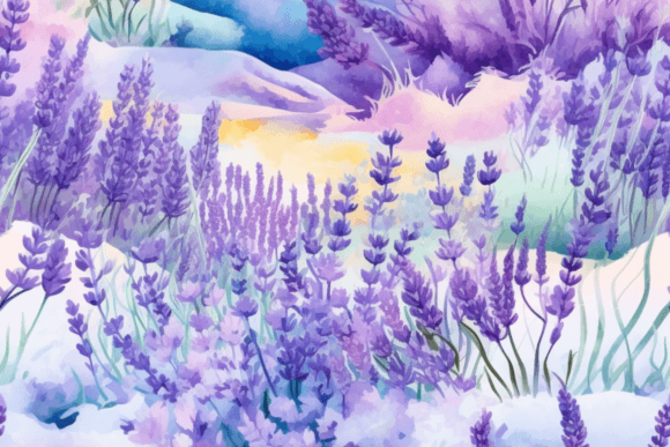 Seamless Lavender Fields Wallpaper Designs