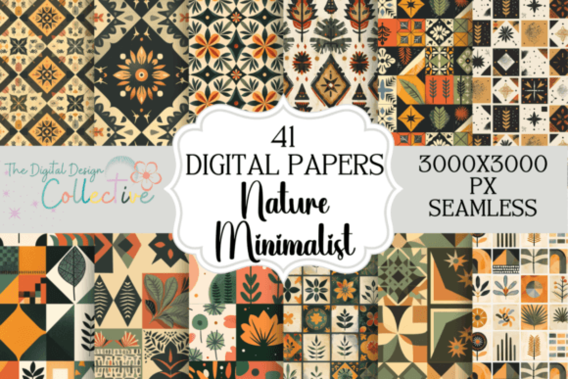 Seamless Minimalist Autumn Patterns Collection