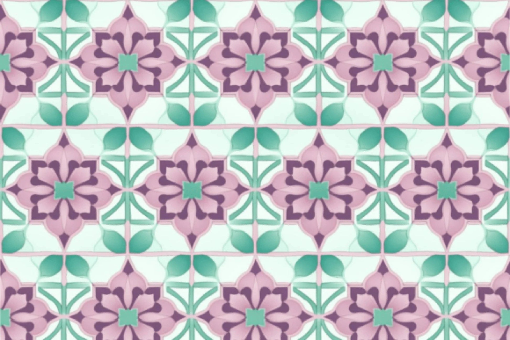 Seamless Mint Purple Moroccan Tile Design Digital Paper - CraftNest - Digital Crafting and Art